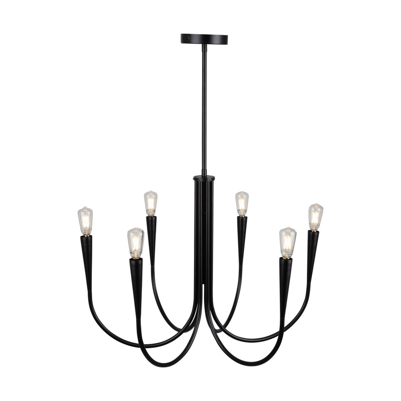 Artcraft AC11926BK Six Light Chandelier, Black