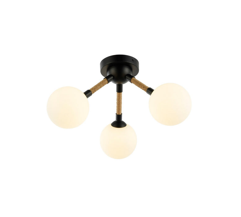 Artcraft AC11843BK Three Light Semi-Flush Mount, Black