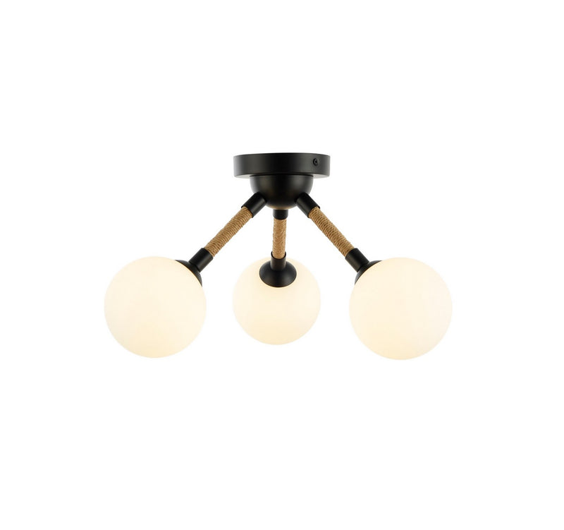 Artcraft AC11843BK Three Light Semi-Flush Mount, Black