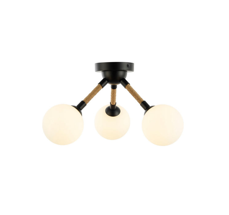 Artcraft AC11843BK Three Light Semi-Flush Mount, Black