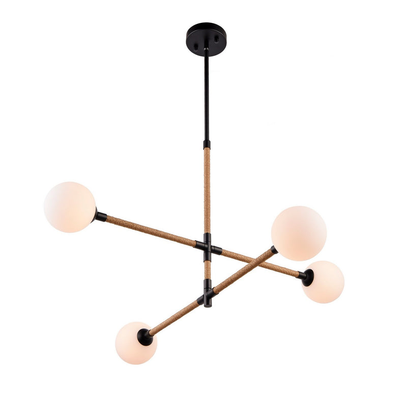 Artcraft AC11844BK Four Light Chandelier, Black