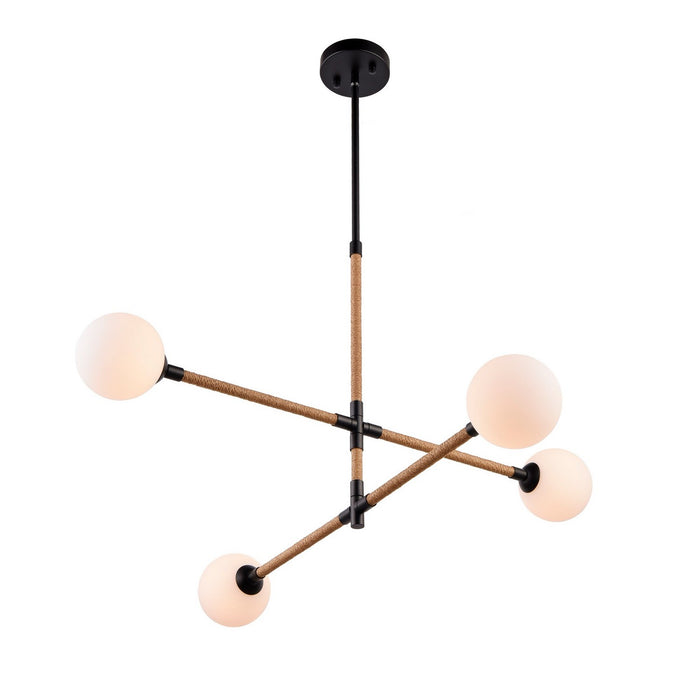 Artcraft AC11844BK Four Light Chandelier, Black