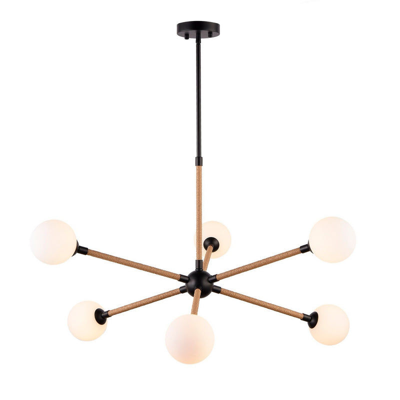 Artcraft AC11846BK Six Light Chandelier, Black