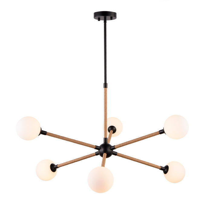 Artcraft AC11846BK Six Light Chandelier, Black