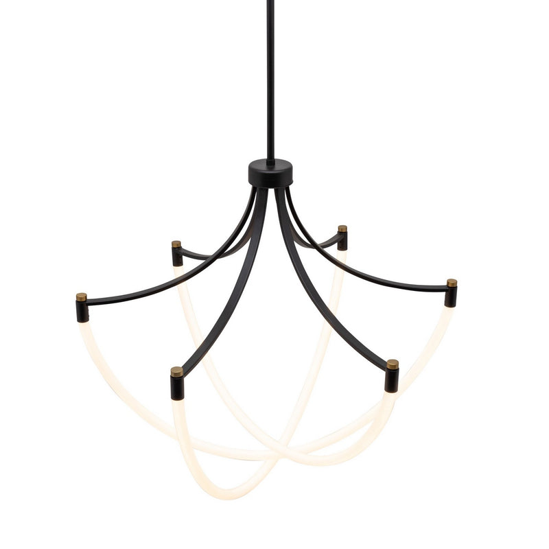 Artcraft AC6810BK LED Chandelier, Black and Brushed Brass