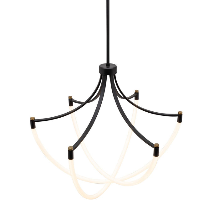 Artcraft AC6810BK LED Chandelier, Black and Brushed Brass