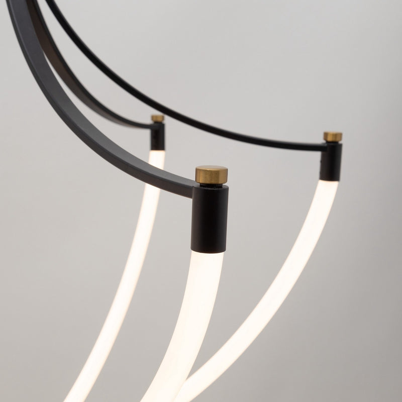 Artcraft AC6810BK LED Chandelier, Black and Brushed Brass