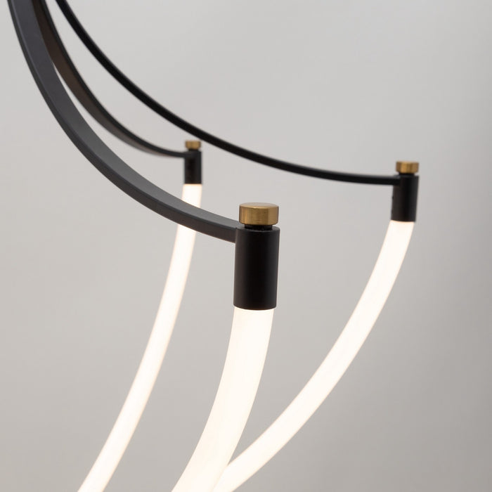 Artcraft AC6810BK LED Chandelier, Black and Brushed Brass
