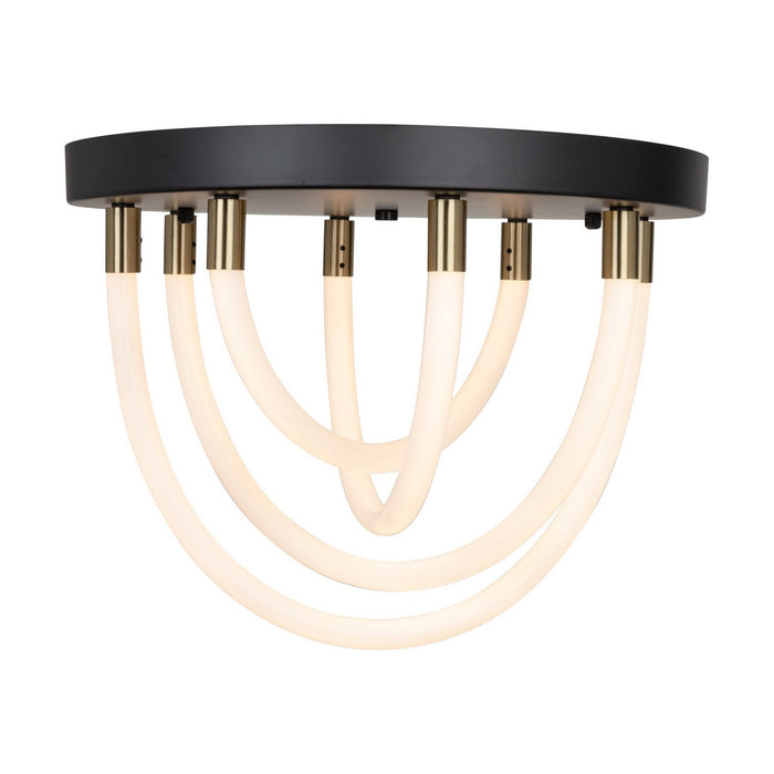 Artcraft AC6811BK LED Flush Mount, Black and Brushed Brass