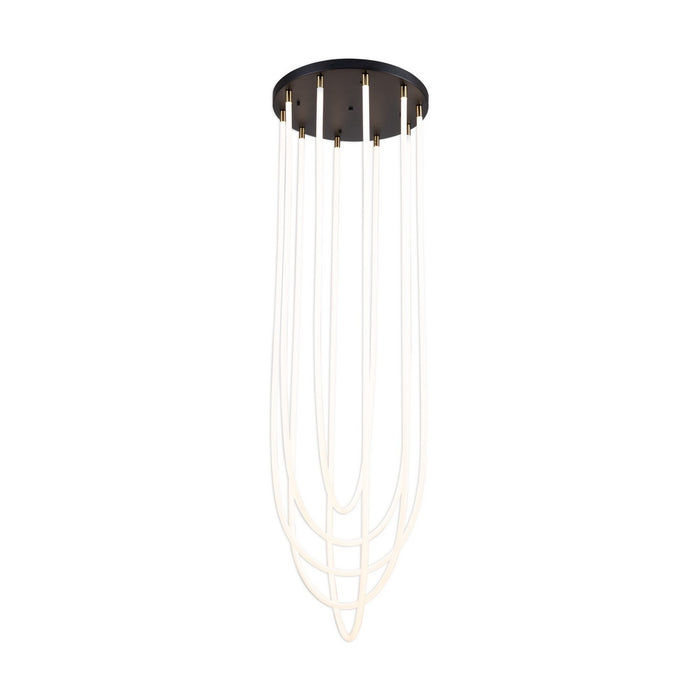 Artcraft AC6812BK LED Chandelier, Black and Brushed Brass
