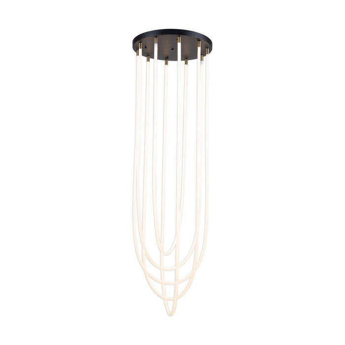 Artcraft AC6812BK LED Chandelier, Black and Brushed Brass