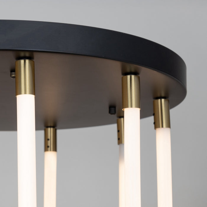 Artcraft AC6812BK LED Chandelier, Black and Brushed Brass