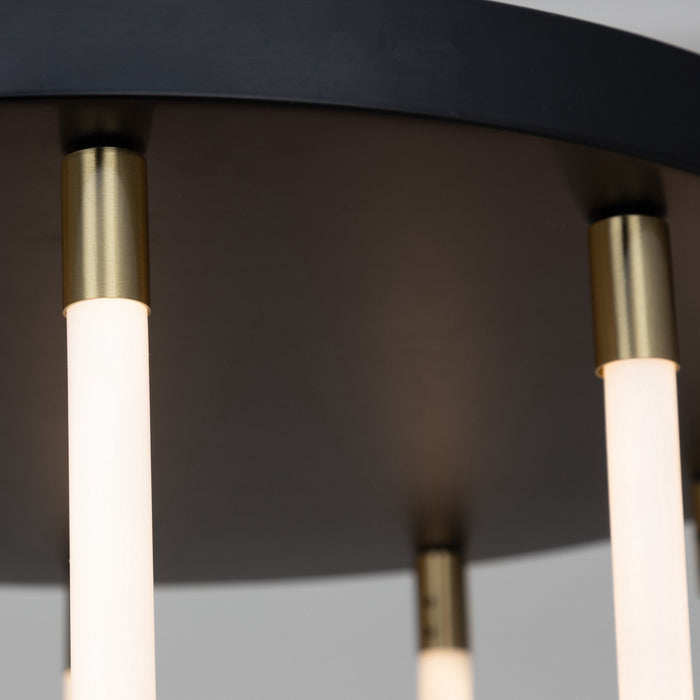 Artcraft AC6812BK LED Chandelier, Black and Brushed Brass