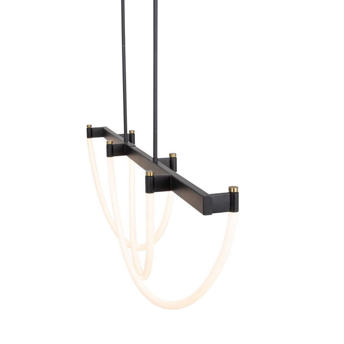 Artcraft AC6813BK LED Island Pendant, Black and Brushed Brass