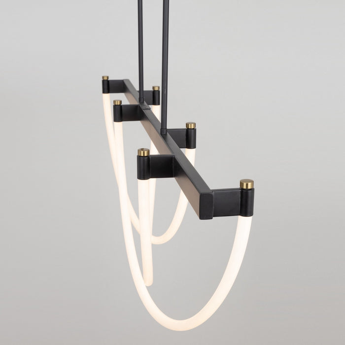 Artcraft AC6813BK LED Island Pendant, Black and Brushed Brass