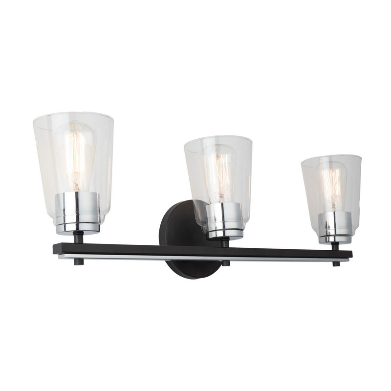 Artcraft AC11933NB Three Light Bathroom Vanity, Black and Chrome