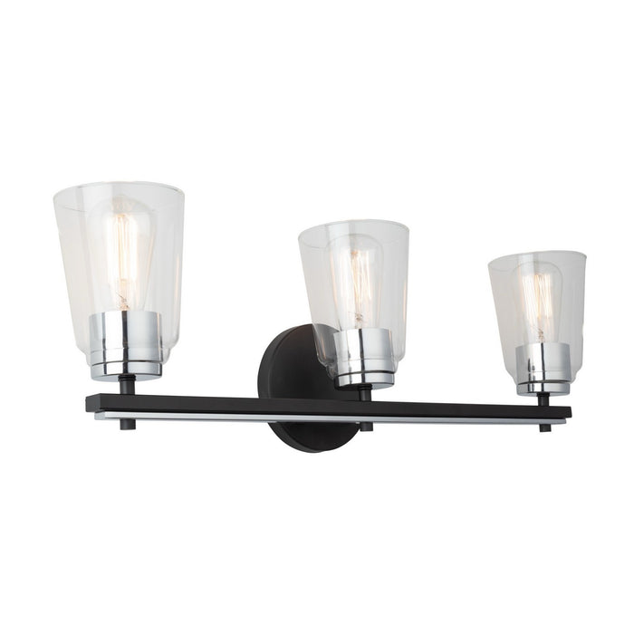 Artcraft AC11933NB Three Light Bathroom Vanity, Black and Chrome