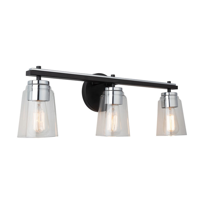 Artcraft AC11933NB Three Light Bathroom Vanity, Black and Chrome