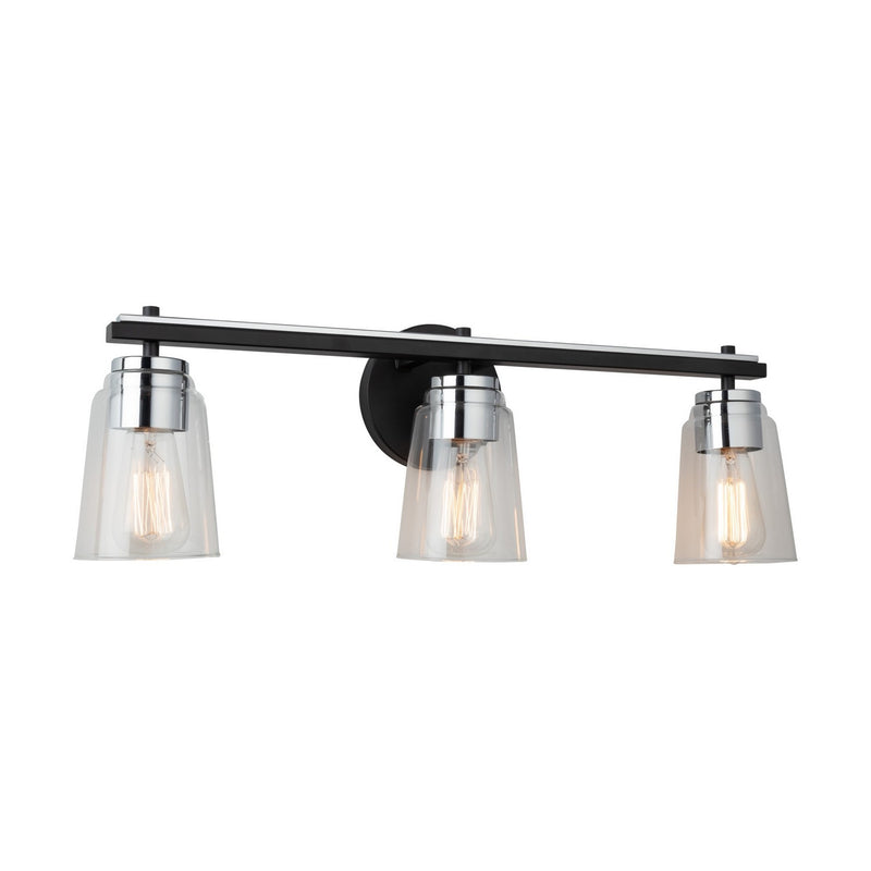Artcraft AC11933NB Three Light Bathroom Vanity, Black and Chrome