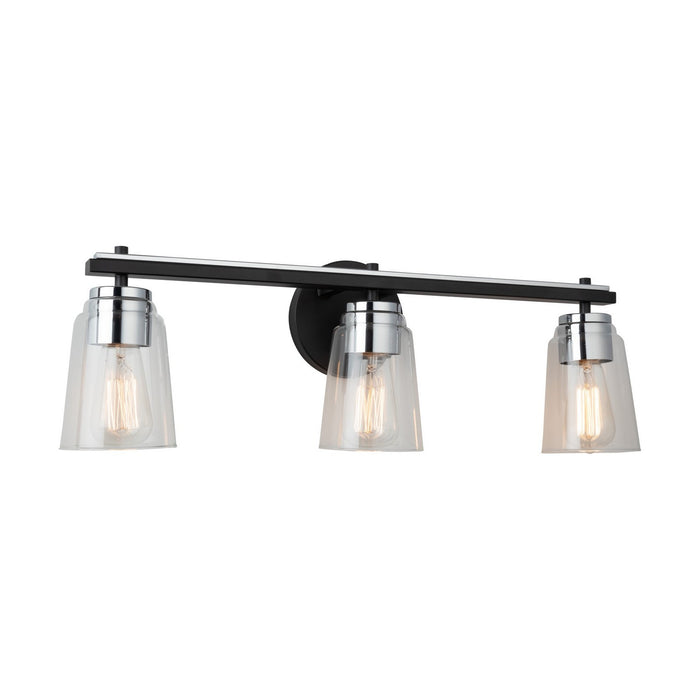 Artcraft AC11933NB Three Light Bathroom Vanity, Black and Chrome