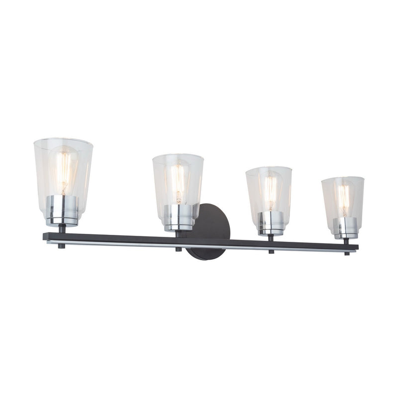 Artcraft AC11934NB Four Light Bathroom Vanity, Black and Chrome
