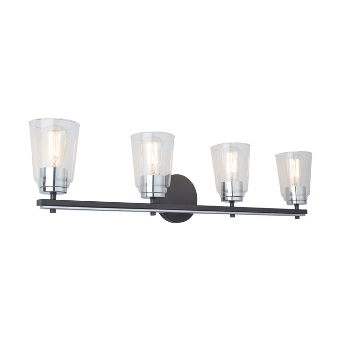 Artcraft AC11934NB Four Light Bathroom Vanity, Black and Chrome