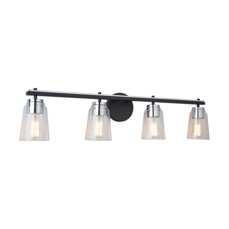 Artcraft AC11934NB Four Light Bathroom Vanity, Black and Chrome