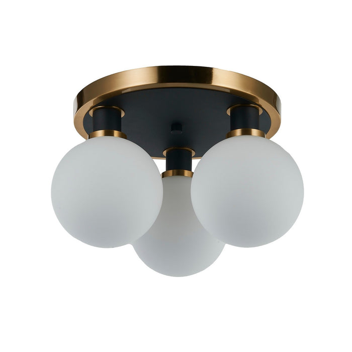 Artcraft AC11873WH Three Light Semi-Flush Mount, Black and Brushed Brass