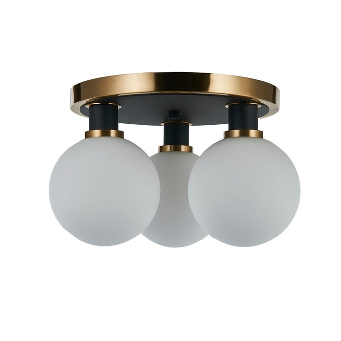 Artcraft AC11873WH Three Light Semi-Flush Mount, Black and Brushed Brass