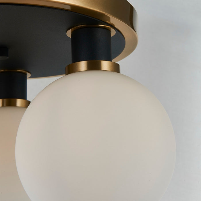 Artcraft AC11873WH Three Light Semi-Flush Mount, Black and Brushed Brass