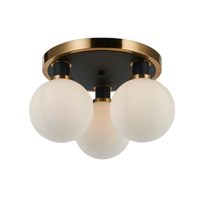 Artcraft AC11873WH Three Light Semi-Flush Mount, Black and Brushed Brass