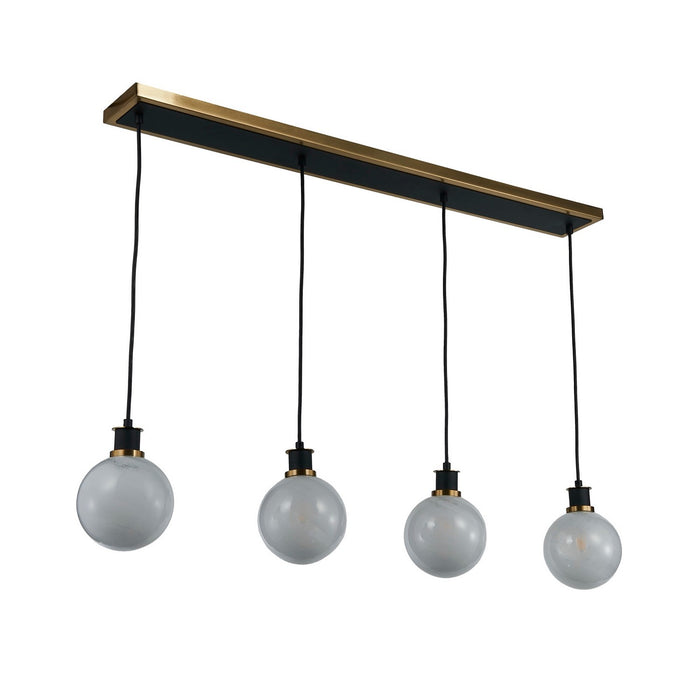 Artcraft AC11874SW Four Light Island/Pool Table, Black and Brushed Brass