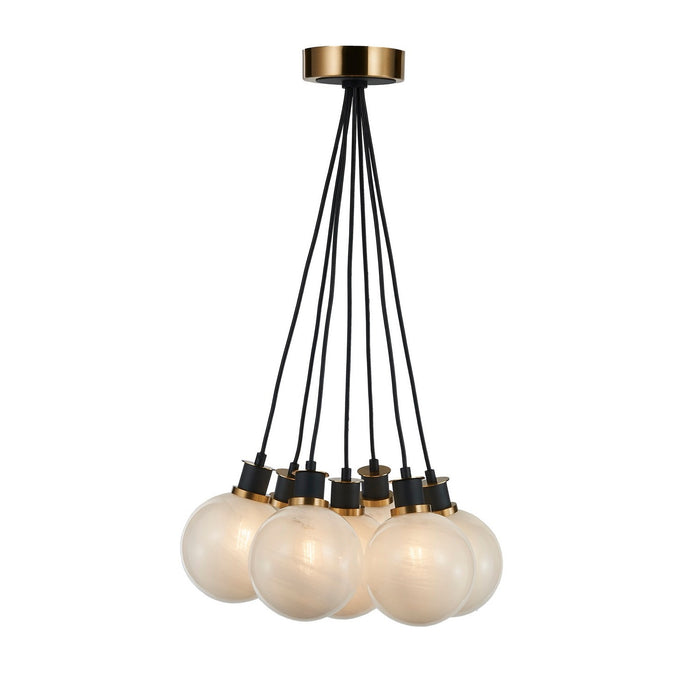 Artcraft AC11877SW Seven Light Pendant, Black and Brushed Brass
