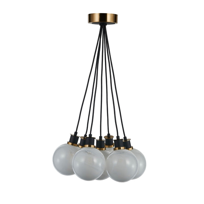 Artcraft AC11877SW Seven Light Pendant, Black and Brushed Brass