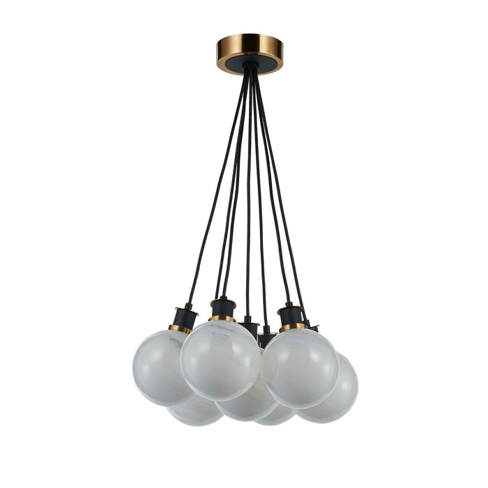 Artcraft AC11877SW Seven Light Pendant, Black and Brushed Brass