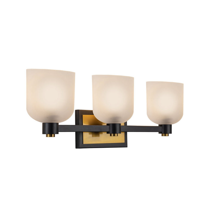 Artcraft AC11693BB Three Light Bathroom Vanity, Black and Brushed Brass