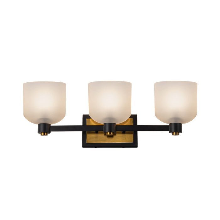 Artcraft AC11693BB Three Light Bathroom Vanity, Black and Brushed Brass