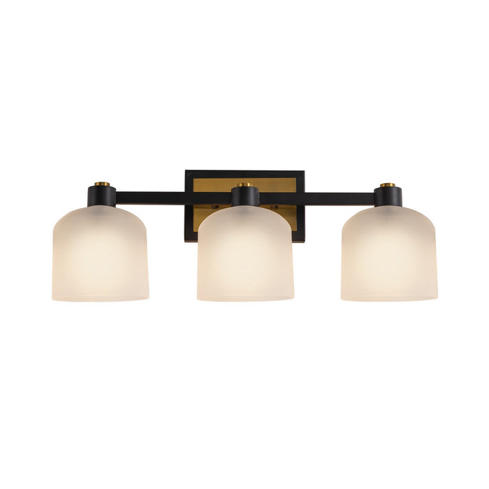 Artcraft AC11693BB Three Light Bathroom Vanity, Black and Brushed Brass