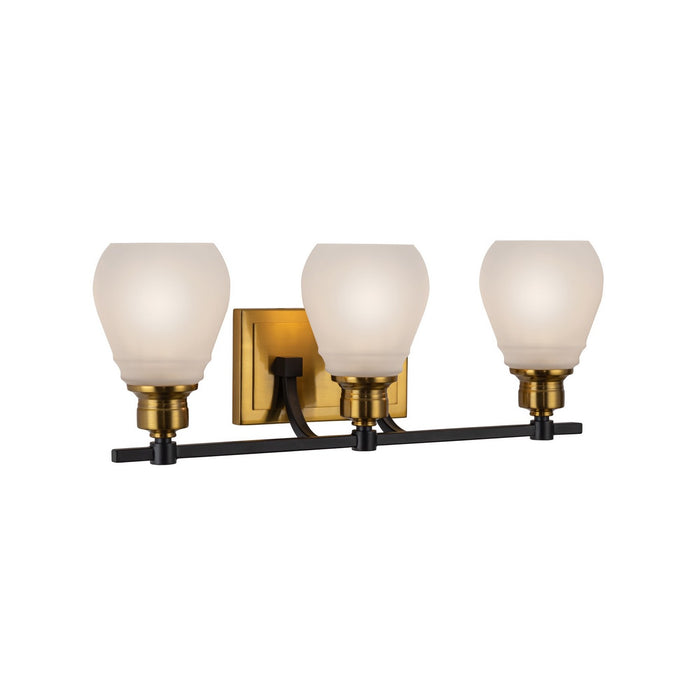 Artcraft AC11683BB Three Light Bathroom Vanity, Brass & Black