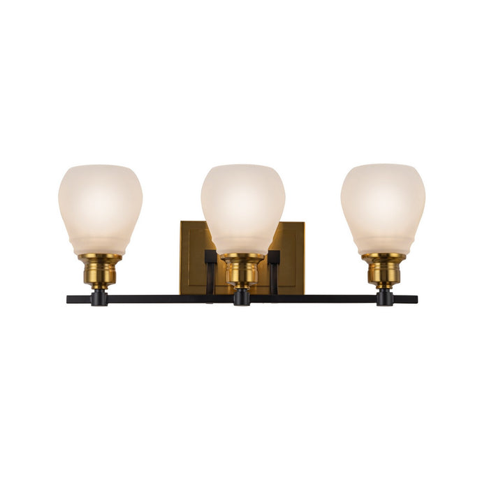 Artcraft AC11683BB Three Light Bathroom Vanity, Brass & Black