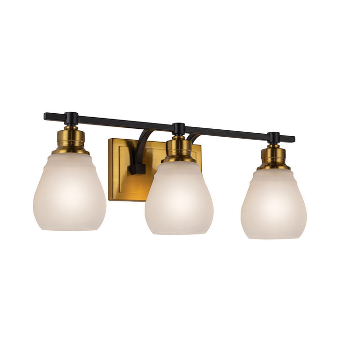 Artcraft AC11683BB Three Light Bathroom Vanity, Brass & Black