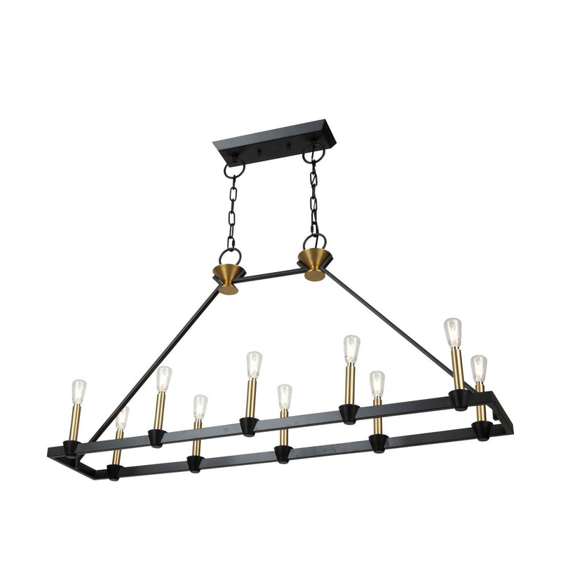 Artcraft AC11980BB Ten Light Island/Pool Table, Black and Brushed Brass