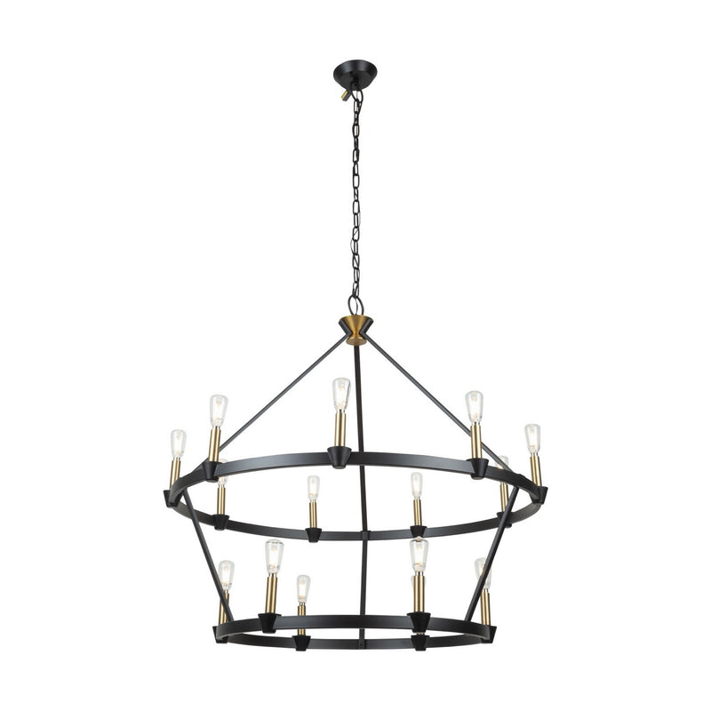 Artcraft AC11985BB 15 Light Chandelier, Black and Brushed Brass