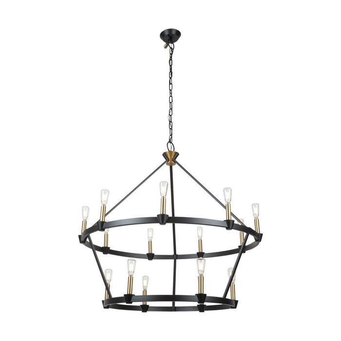 Artcraft AC11985BB 15 Light Chandelier, Black and Brushed Brass