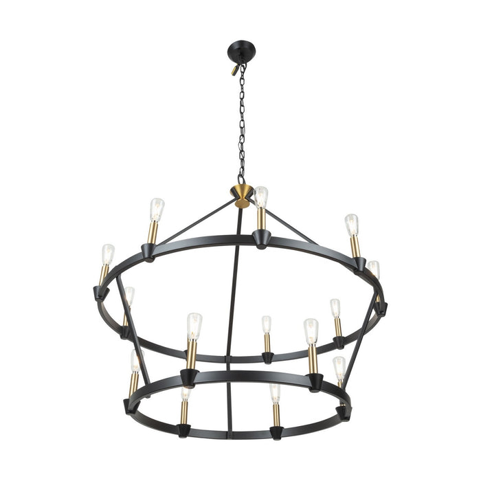 Artcraft AC11985BB 15 Light Chandelier, Black and Brushed Brass
