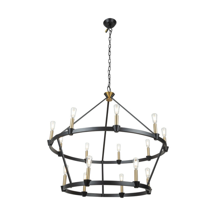 Artcraft AC11985BB 15 Light Chandelier, Black and Brushed Brass