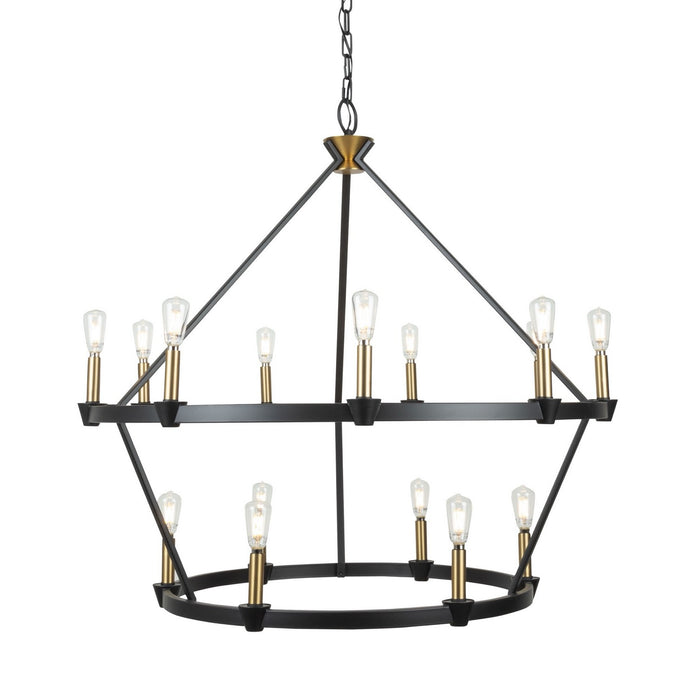 Artcraft AC11985BB 15 Light Chandelier, Black and Brushed Brass