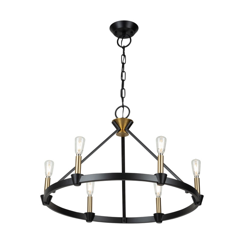 Artcraft AC11986BB Six Light Chandelier, Black and Brushed Brass