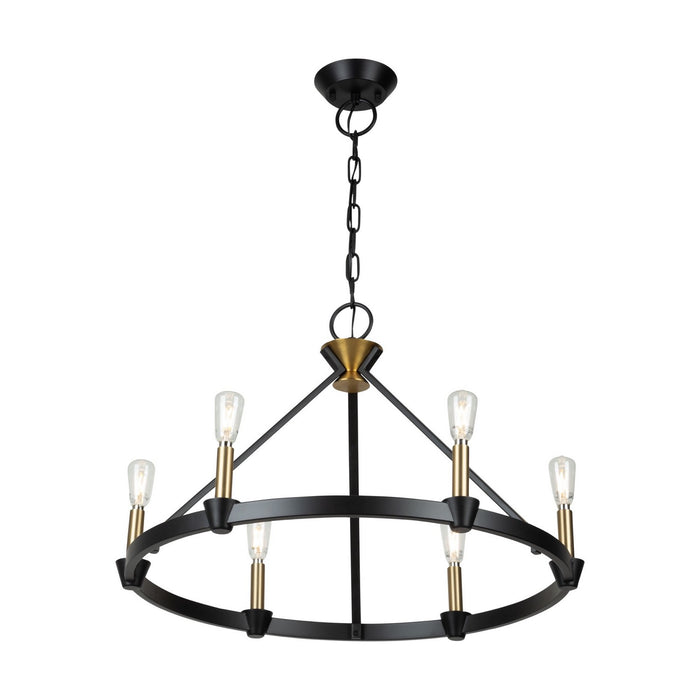 Artcraft AC11986BB Six Light Chandelier, Black and Brushed Brass
