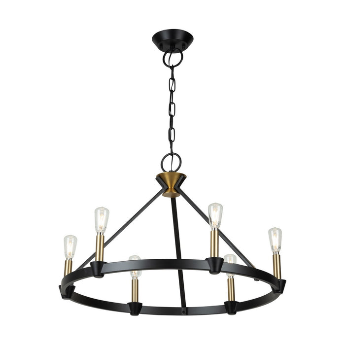 Artcraft AC11986BB Six Light Chandelier, Black and Brushed Brass